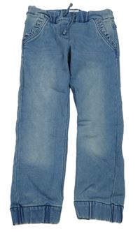 Modré cuff rifle s volánky na kapsách Pocopiano