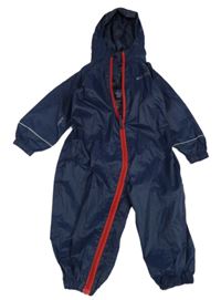 Tmavomodrá šusťáková funkční kombinéza s logem a kapucí Mountain Warehouse