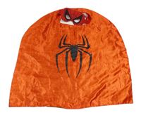 Kostým - 2 set - černo-oranžový plášť s pavoukem + červená škraboška - Spiderman 