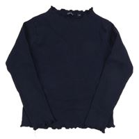 Tmavomodré žebrované triko