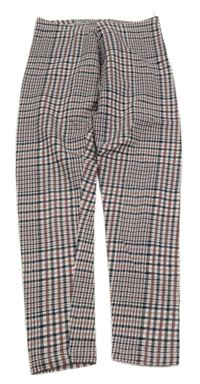 Bielo-tmavomodro-vínové kockované legíny C&A