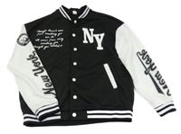 Černo-bílá baseballová mikina s nápisy shein