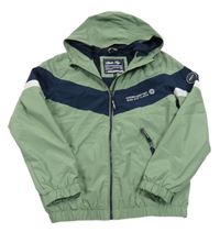 Zeleno-tmavomodrá šusťáková jarní bunda s kapucí C&A