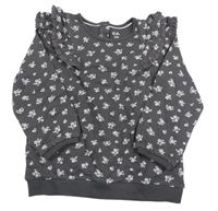 Sivá kvetovaná mikina s volánikmi C&A