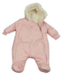Světlerůžová šusťáková zimní kombinéza s kapucí St. Bernard