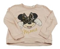 Svetloružová mikina s Minnie s flitrami H&M