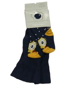 Nové - tmavomodré punčocháče s obrázkem dunnes 