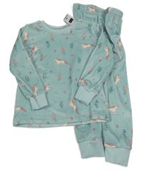 Nové - svetlozelené plyšové pyžama s jednorožcami dunnes