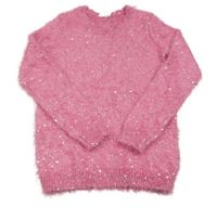 Ružový chlpatý flitrový sveter Lily & Dan