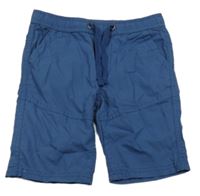 Tmavomodré plátěné kraťasy 