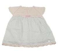 Bielo-svetloružové vzorované šaty