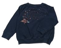 Tmavomodrá mikina s flitrami Next