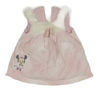 Svetloružové šaty s Minnie s kožešinou Disney