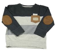 Tmavošedo-sivá pruhovaná mikina s vreckom Rebel