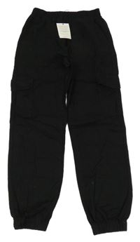 Nové - Černé plátěné cuff kalhoty New Look