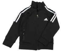 Černá sportovní propínací mikina s pruhy a logem - Adidas