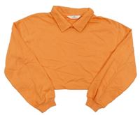 Oranžová crop mikina s golierikom H&M
