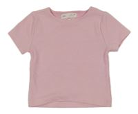 Svetloružové rebrované crop tričko ZARA
