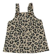 Béžovo-čierne leopardí ľahké na traké šaty Shein