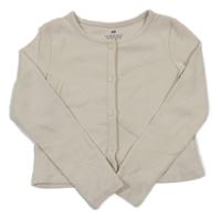 Smetanové žebrované propínací crop triko H&M