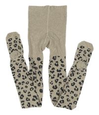 Béžovo-šedé leopardí punčocháče H&M