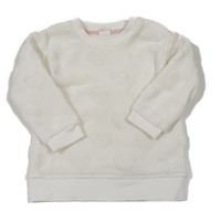 Smotanová plyšová mikina so srdiečkami H&M