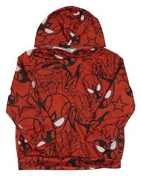 Červeno-čierna mikina so superhrdinom a kapucňou Shein