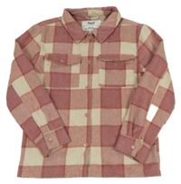 Bielo-ružová kockovaná košeľová bunda Yigga