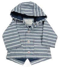 Modro-biela pruhovaná vodeodolná jarná bunda s kapucňou M&S