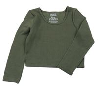 Khaki žebrované sportovní crop triko Matalan
