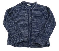 Tmavomodro-strieborný melírovaný trblietavý prepínaci sveter