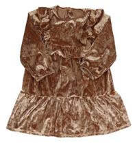 Starorůžové sametové šaty s volánkem Nutmeg