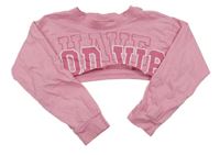 Ružové crop tričko s nápismi Page one young