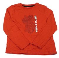 Červené triko s drakem Kiabi 