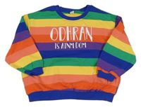 Farebná pruhovaná mikina s nápisom