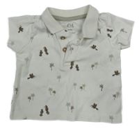 Smetanové polo tričko s palmami a ptáčky C&A