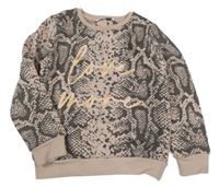 Ružovo-sivá mikina s nápisom a hadím vzorom Pep&Co