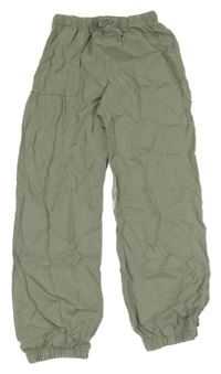 Šedozelené lehké cuff kalhoty C&A