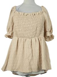 Dámská béžová žabičková peplum halenka s nopky Shein 