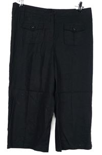 Dámske čierne ľanové culottes nohavice M&S