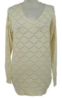 Dámska smotanová vzorovaná ažurová svetrová tunika Vero Moda