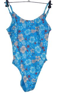 Dámske svetlomodré kvetované jednodielne plavky New Look