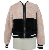 Dámská světlerůžovo-černá chlupatá crop bunda Soya 
