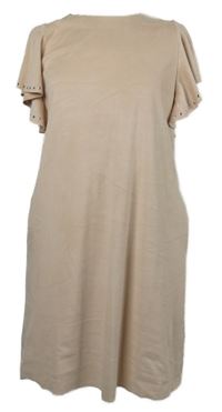 Dámské světlerůžové semišové šaty s volánky s cvočky Mango 