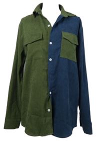 Pánska kaki-modrá menšestrová košeľa Shein