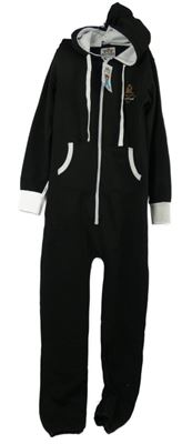 Nové - Dámska čierna tepláková kombinéza s kapucňou