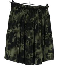 Dámska kaki-čierna vzorovaná šifónová plisovaná sukňa Yaya