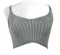 Nové - Dámsky strieborný pletený crop top Berhska