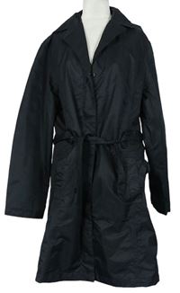 Dámsky čierny šušťákový jarný kabát s opaskom Port Louin
