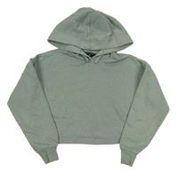 Khaki crop mikina s kapucňou New Look
